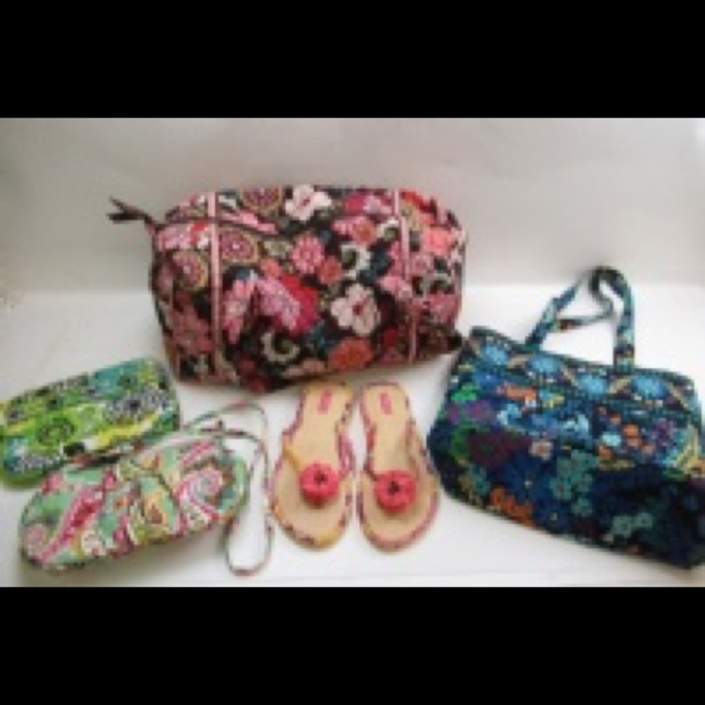 Vera Bradley purse lot with Sandals